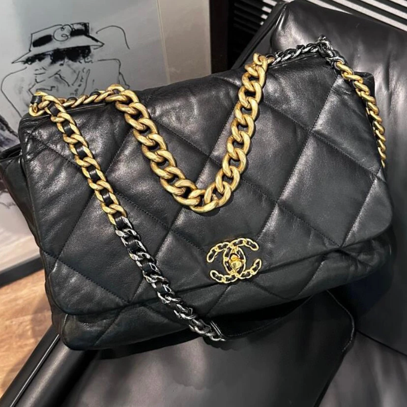 95新 Chanel/香奈儿 chanel黑金19bag maxi包