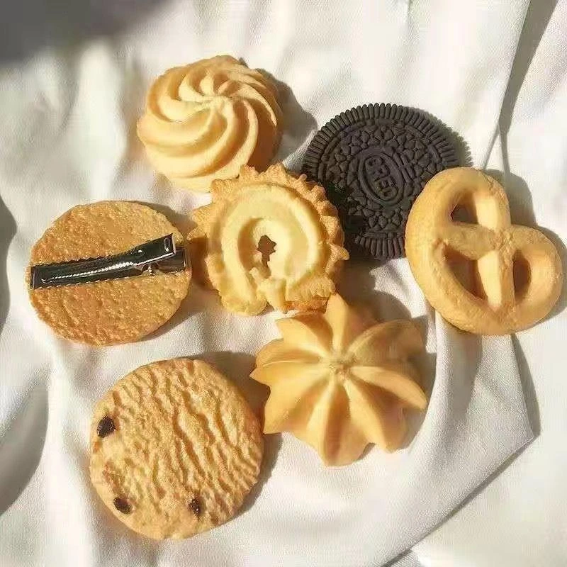仿真饼干发夹曲奇可爱曲奇食物趣味搞怪边夹刘海夹学生少女心发饰