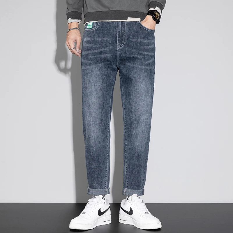 秋季男士牛仔裤高端直筒潮牌韩版修身弹力潮流百搭休闲长裤子