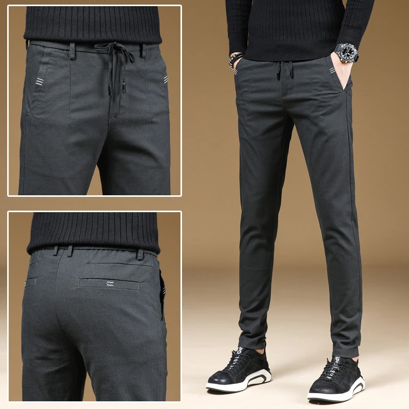 2025春秋新款男士休闲裤男长裤修身直筒长裤时尚男装裤子棉弹力男
