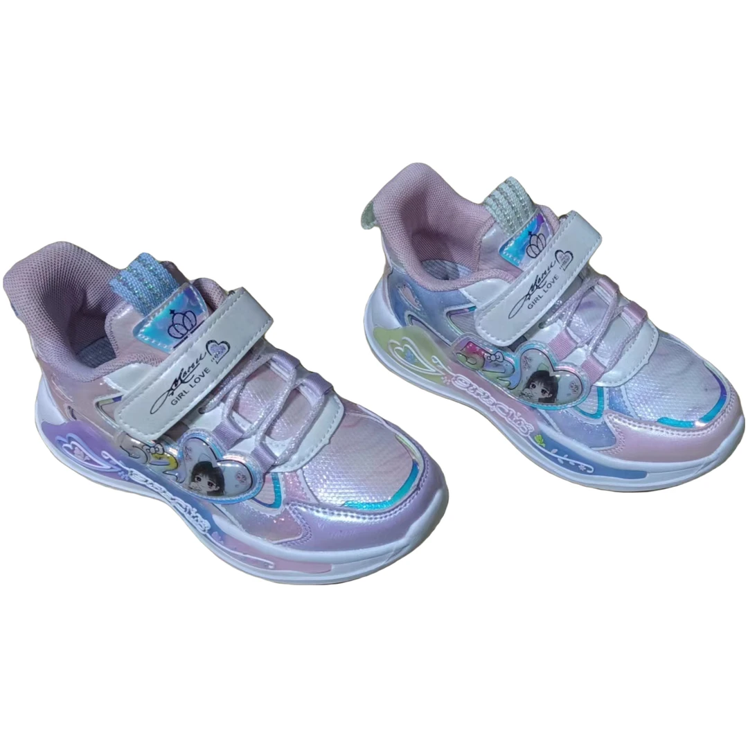 秋季儿童中大童潮流炫彩时尚女童休闲透气跑步防滑运动鞋8897