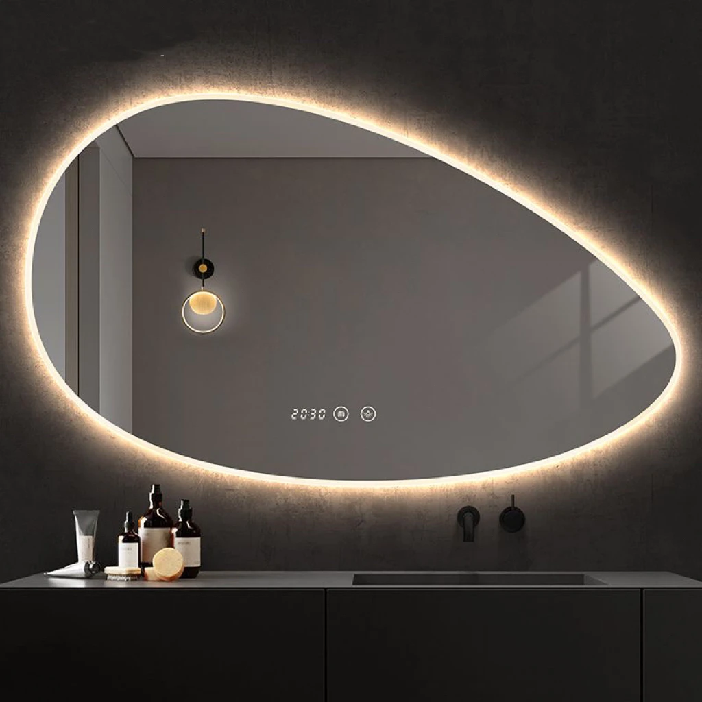 酒店防雾led不规则轻奢智能浴室镜挂墙梳妆洗手间卫生间灯镜个性