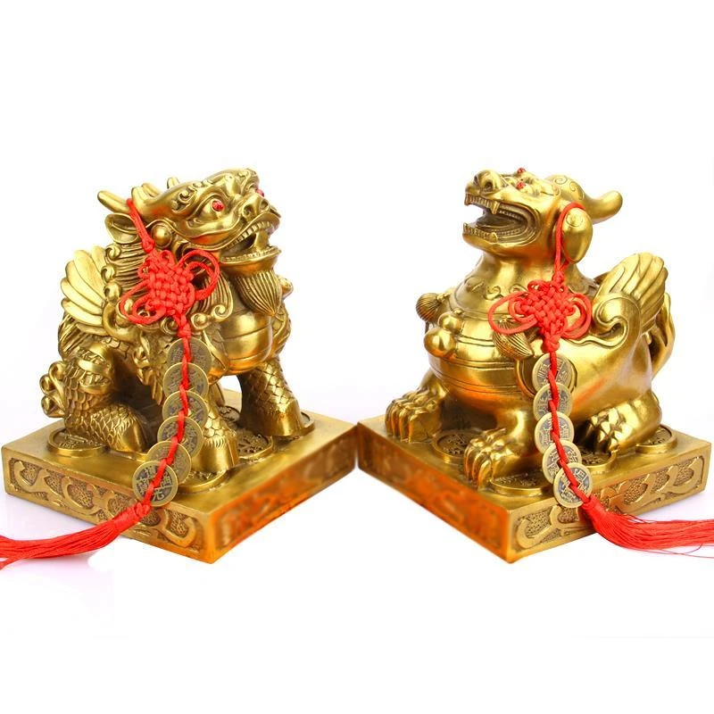 铜貔貅摆件一对大小号家居办公室装饰工艺礼品送五帝钱