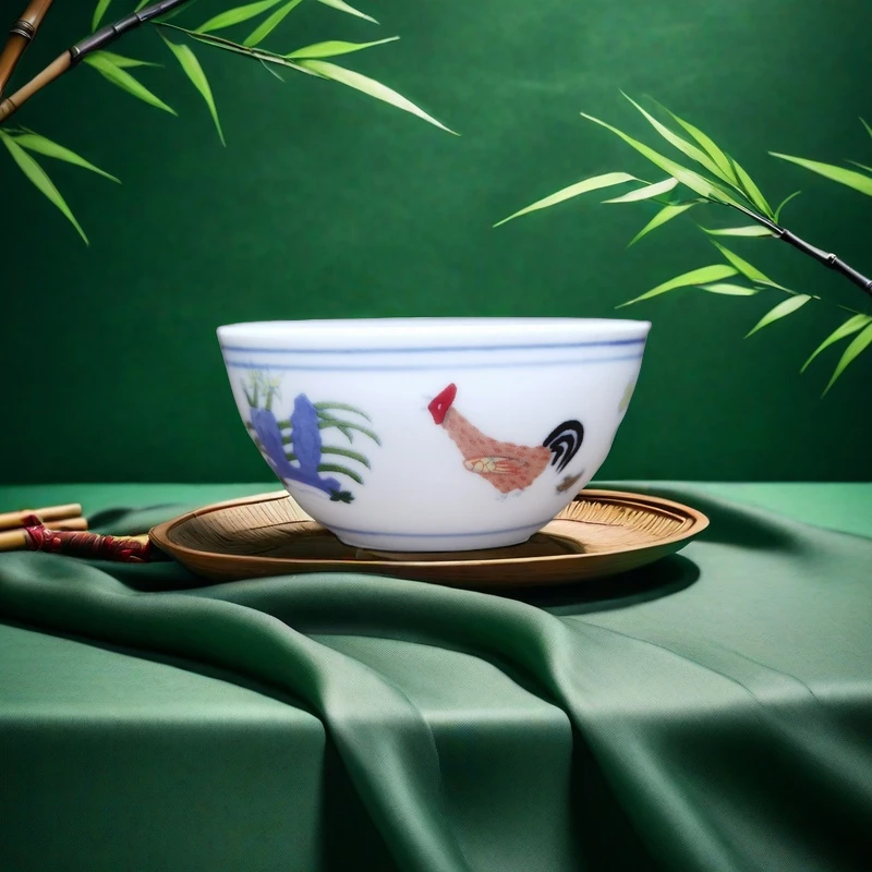 鸡缸杯主人杯粉彩釉上