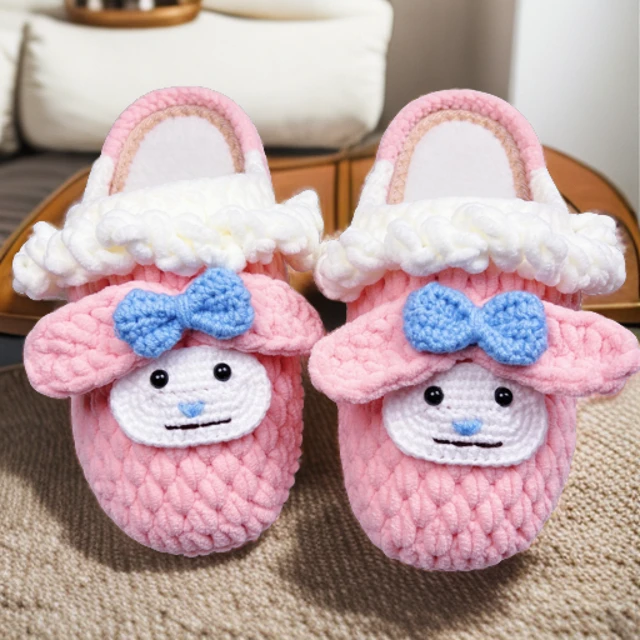 【材料包】美乐蒂防滑橄榄底柔软冰条线保暖棉拖鞋