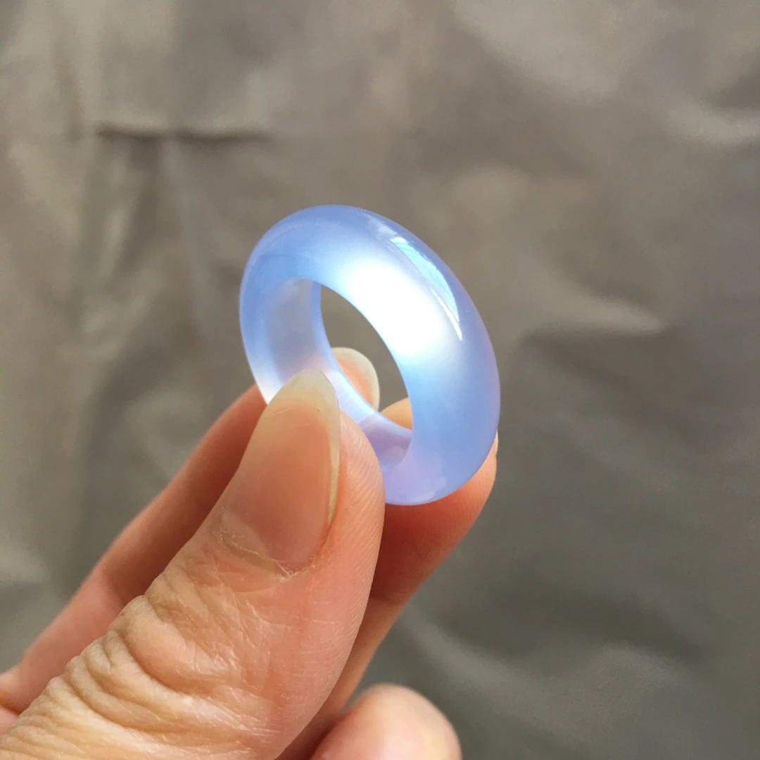 高冰土耳其蓝玉髓戒圈 直径18mm