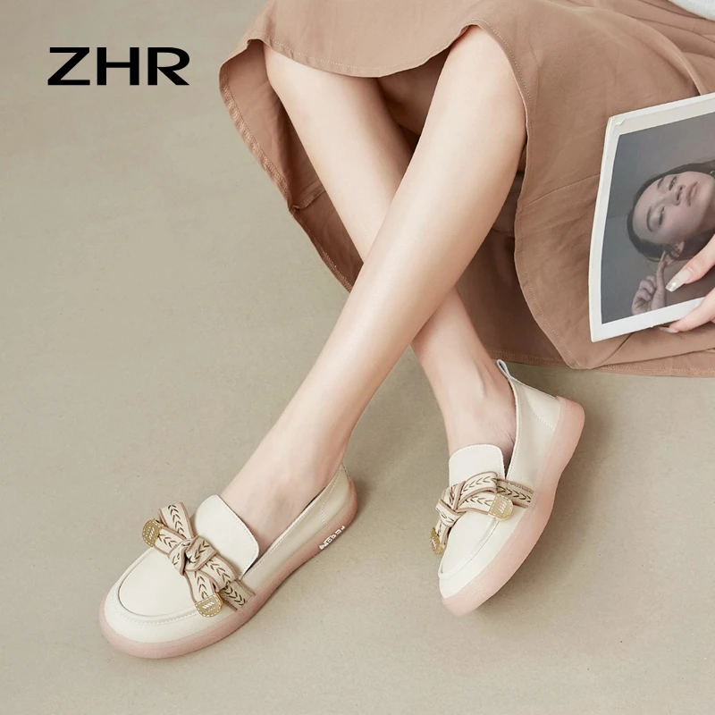 ZHR则则乐福鞋女2024秋新款jk玛丽珍小皮鞋一脚蹬单鞋ins百搭女鞋