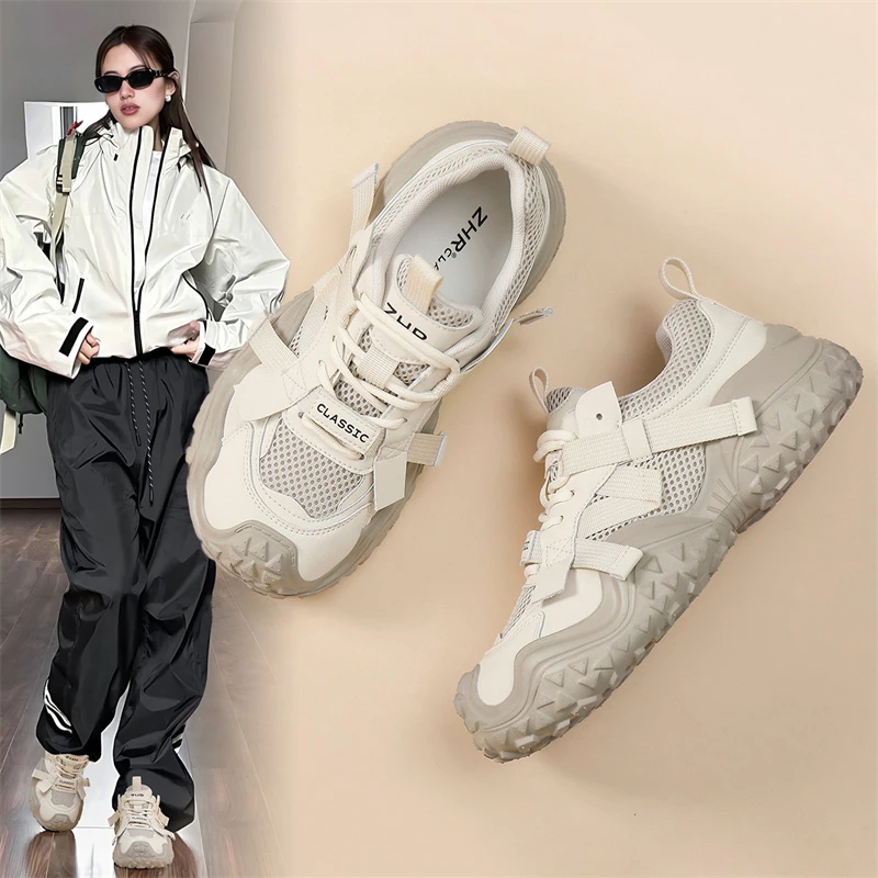 ZHR山系户外登山鞋2025春季新款户外徒步透气休闲鞋厚底防滑女鞋