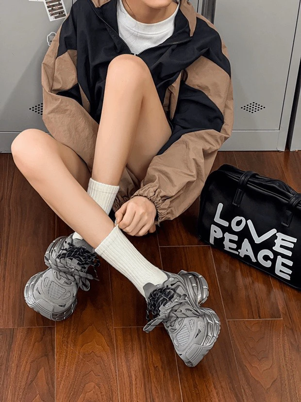 秋季新款百搭复古双鞋带老爹鞋