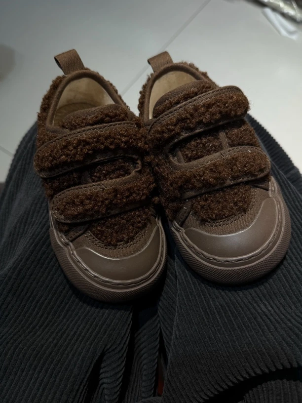 niuniu 韩系棕色毛毛饼干鞋