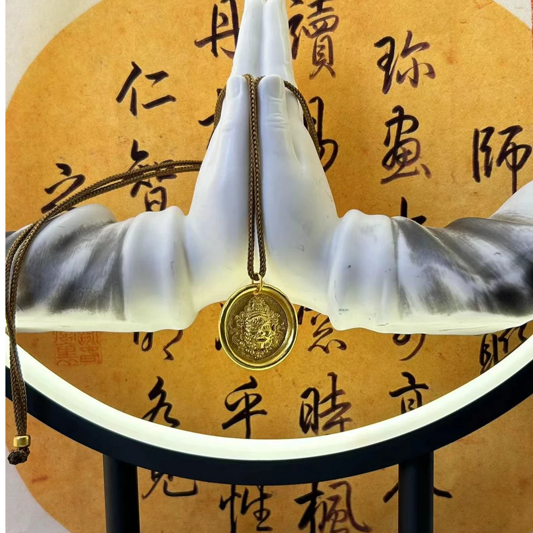 合金吊坠 【黄财神】新国潮轻奢吊坠手工时尚复古金色座中古纪念