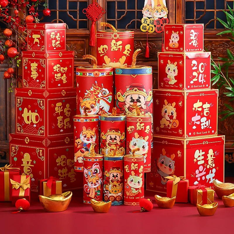 新年堆头鞭炮坐炮摆件元旦节商场场景布置2024龙年过年春节装饰品