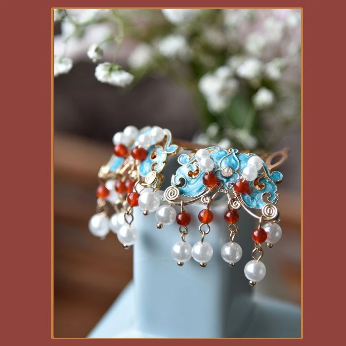 华容珠翠原创设计发梳烧蓝发插汉服旗袍古典古风发饰复古