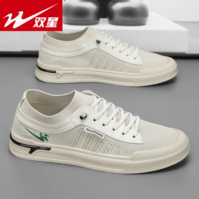 双星/Shuangxing秋季新款网面休闲鞋薄款透气时尚休闲一脚蹬板鞋
