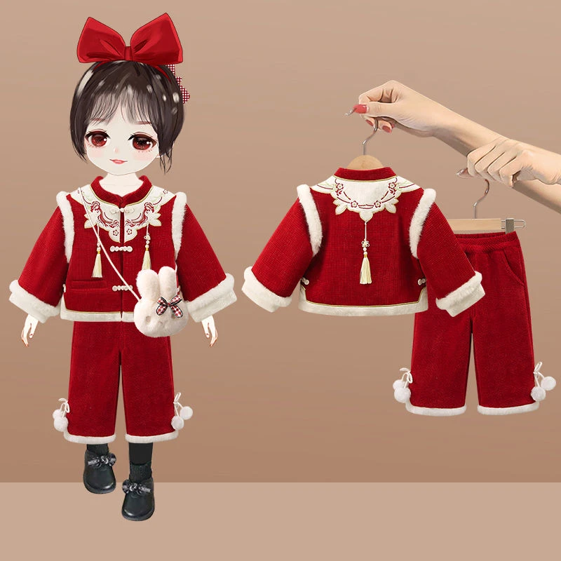 【平替好物】女童拜年服冬装宝宝周岁礼服中国风汉服冬季过年服唐装