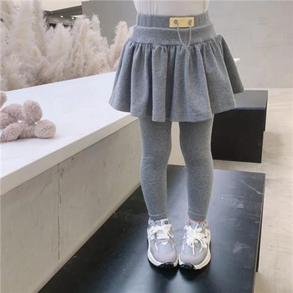 女童洋气裙裤儿童假两件打底裤宝宝修身长裤子小童装2023春秋新款