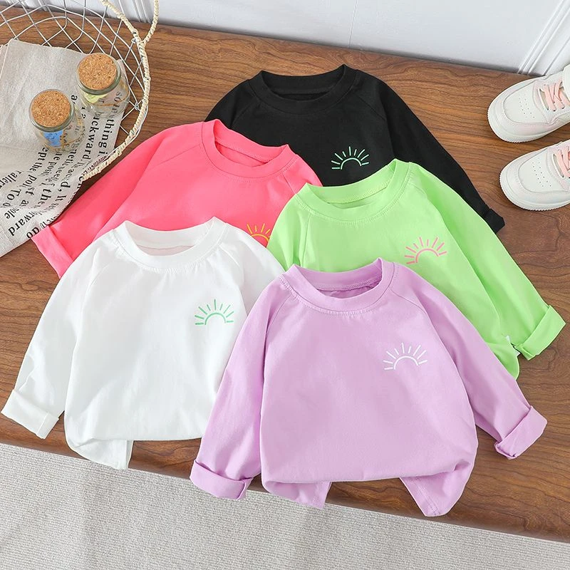 2025春秋新款长袖儿童男童圆领百搭女童时尚童装休闲T恤秋衣打底