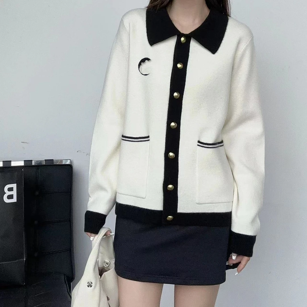 JIE NA YANG 轻奢230371百分百纯山羊绒-撞色条纹高定开衫