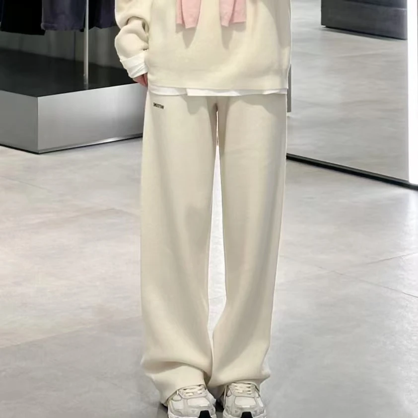 【裤子】轻奢241622-100羊绒时尚百搭字母刺绣针织羊绒裤