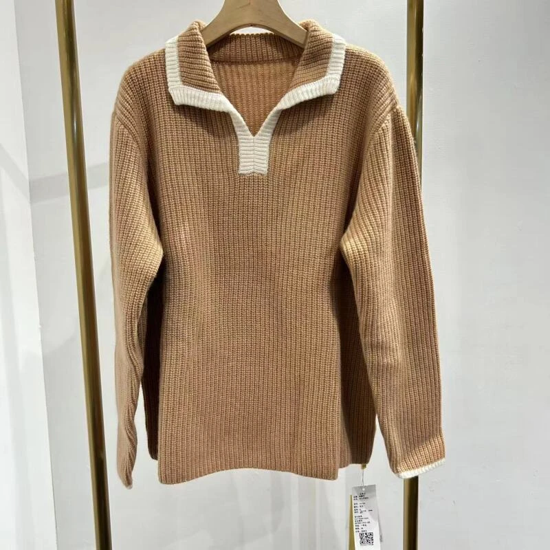 JIE NA YANG轻奢231344百分百纯山羊绒-Y领套头羊绒衫