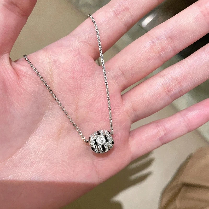 铜合金项链 Tc.3252甜酷风蜂巢黑珐琅路路通项链个性小众精致叠戴