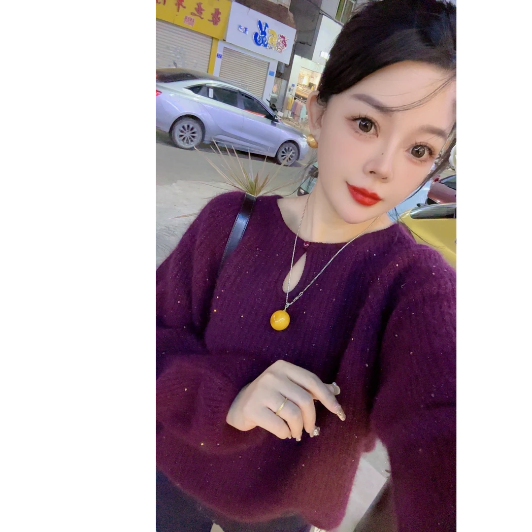 【小韩家】欧货24秋冬全羊毛休闲高级感慵懒风显瘦洋气亮片毛衣