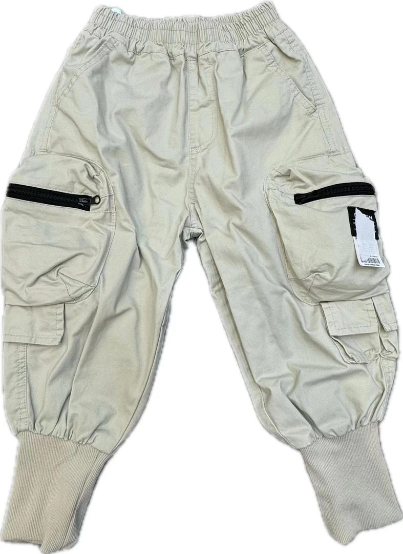 蛋蛋家{福利款卡其色拉链口袋裤270