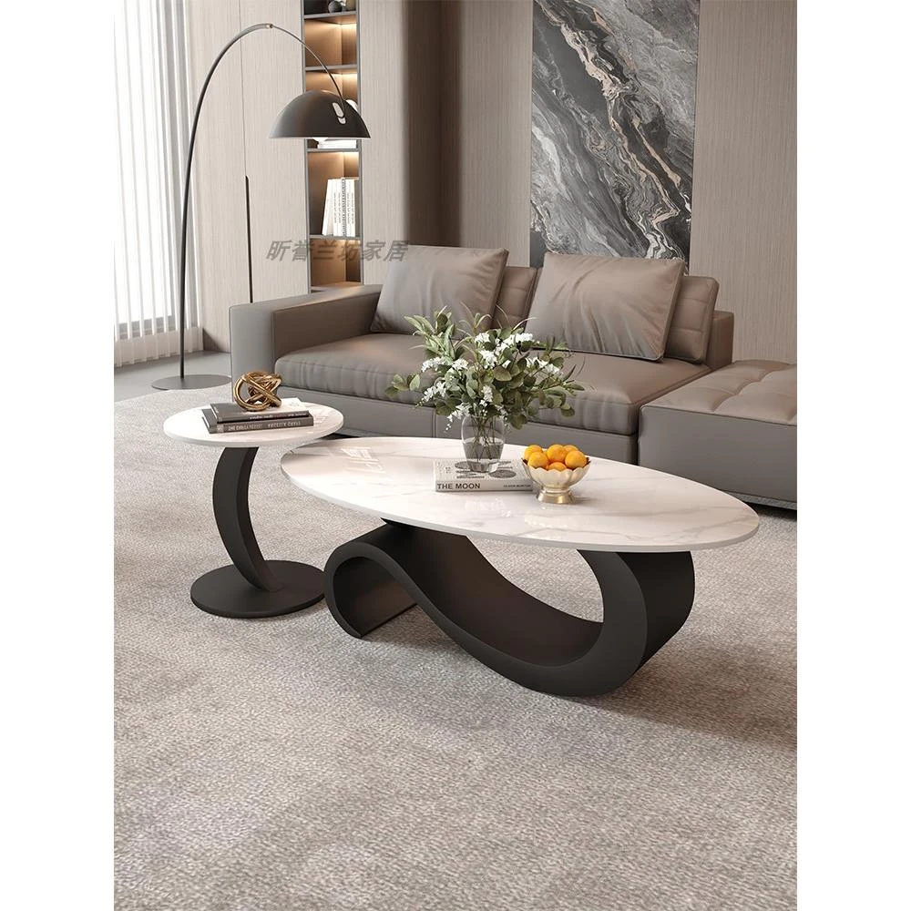 意式云朵岩板茶几客厅家用小户型现代烧水设计师悬浮阳台小茶桌