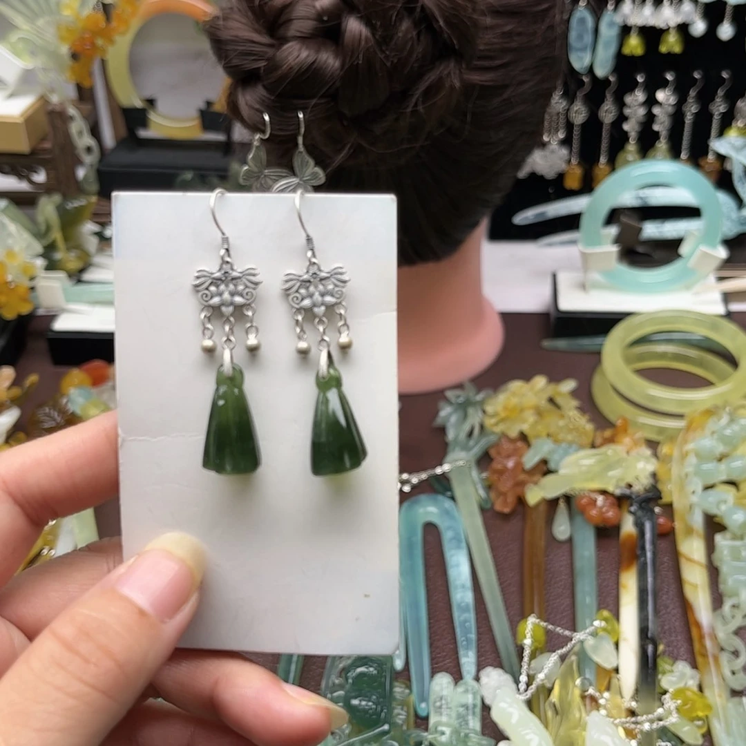 【闪购商品】蛇纹石玉发饰合金闰***.