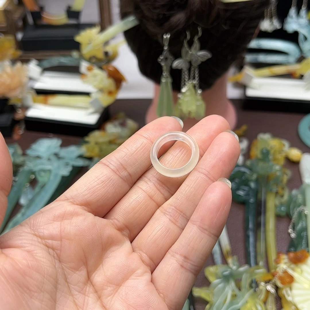 【闪购商品】蛇纹石玉发饰合金