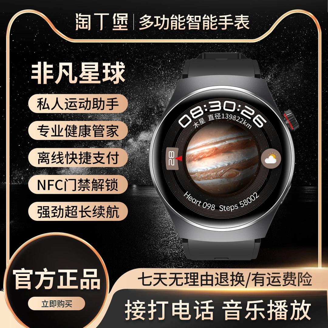 【门店1288】淘丁堡新款多功能智能手表NFC门禁支付运动健康钢-HF