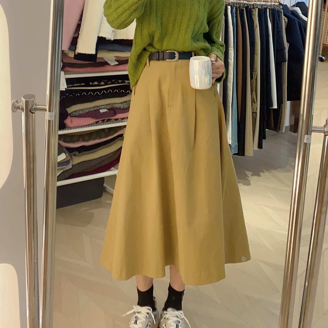 【丽姐女装】秋冬A字大摆半裙"小憩邂逅"全棉遮胯气质温柔半裙Q5325