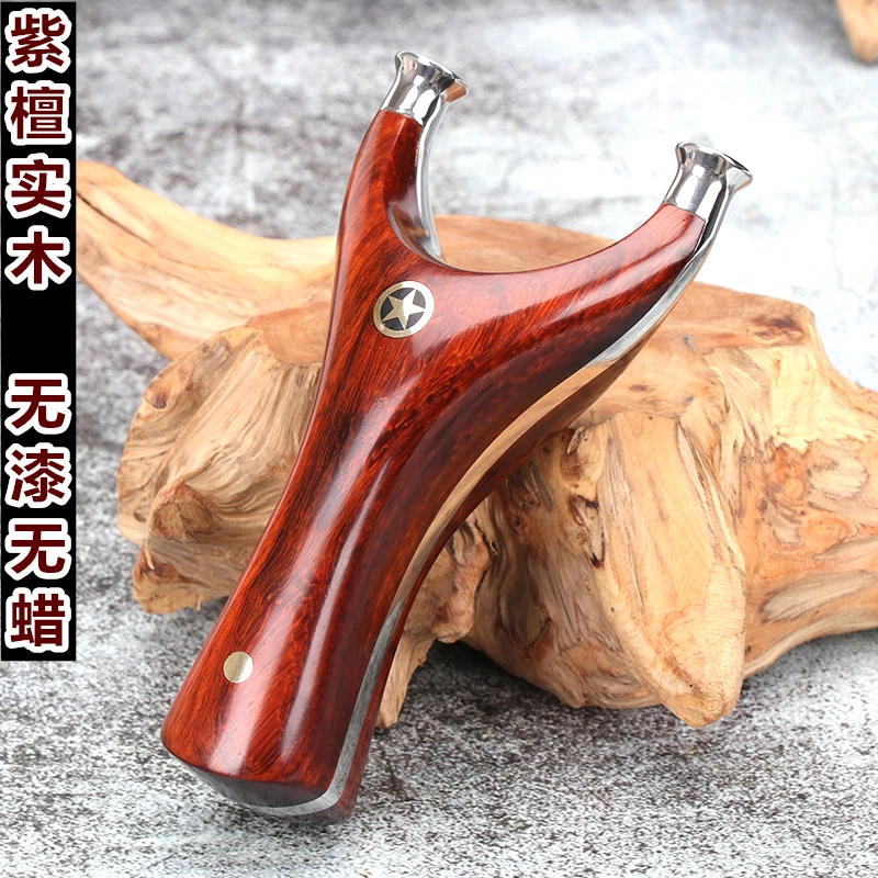 金属弓飞虎扁皮实木不锈钢弹弓精准户外射击免绑反曲大威力弹工架