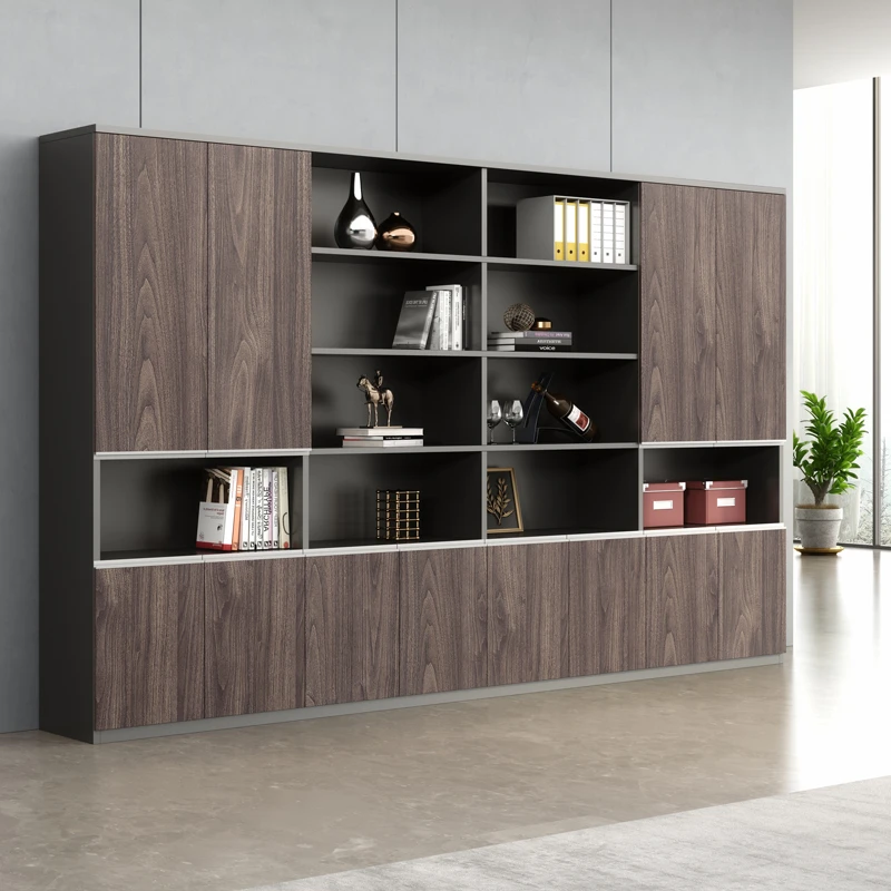 文件柜木质高柜老板办公室书柜简约现代收纳柜背景柜子靠墙落地式