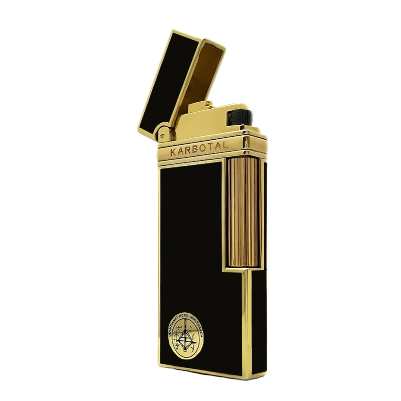 卡博特超薄经典大漆窄机侧滑打火机 黑金Q
