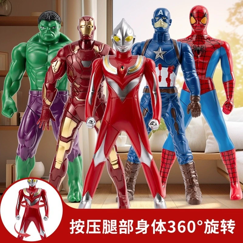卡通旋转奥特曼儿童玩具蜘蛛侠绿巨人旋转精致小朋友蓝色红色爆款