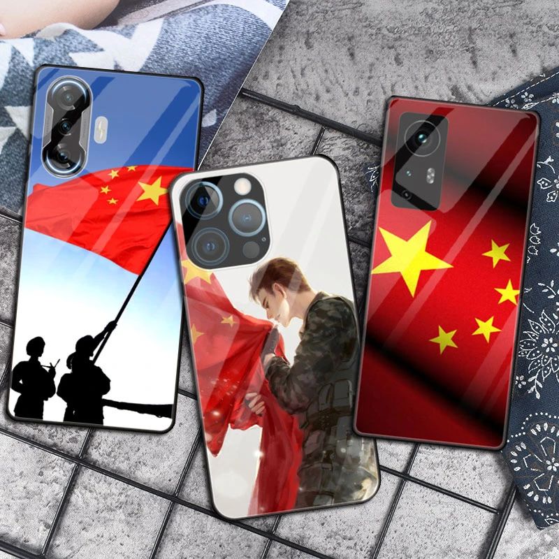 爱国五星红旗苹果14手机壳华为中国红小米13军旅VIVO国旗OPPO定制