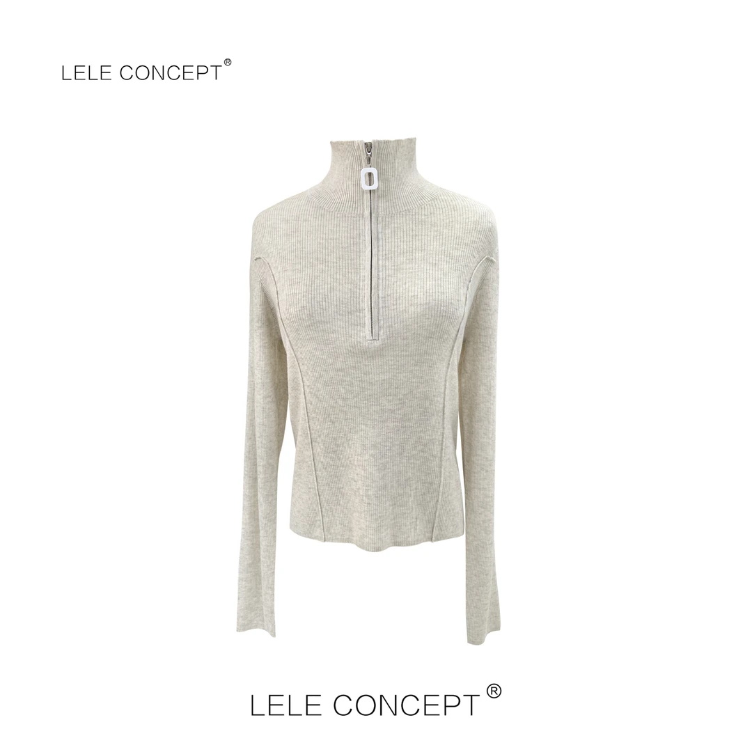 LELE CONCEPT丨时尚百搭立领半拉链针织衫S0529