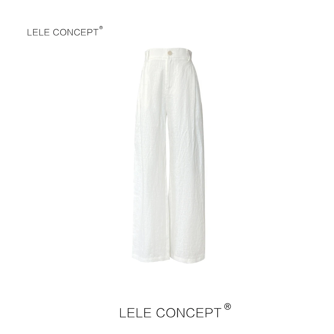 LELE CONCEPT丨「丽」【淡若清风】时髦高级感休闲款阔腿麻裤K0207
