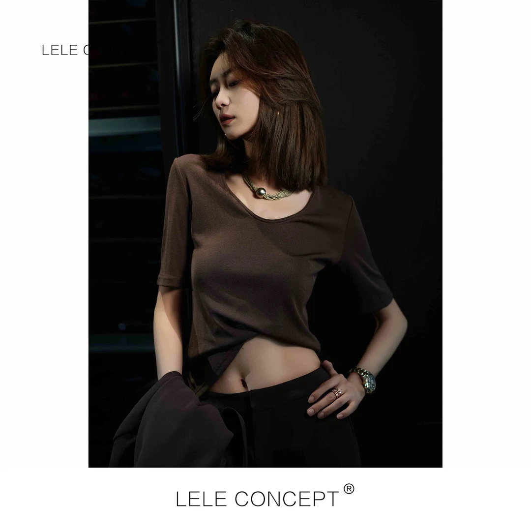 LELE CONCEPT丨「丽」百搭高级感休闲气质简约半袖T恤S0382