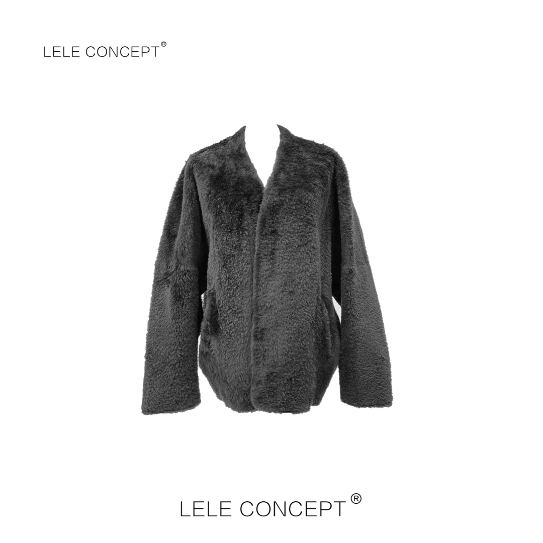 LELE CONCEPT丨轻奢高级感斜兜净版皮毛外套Y0456