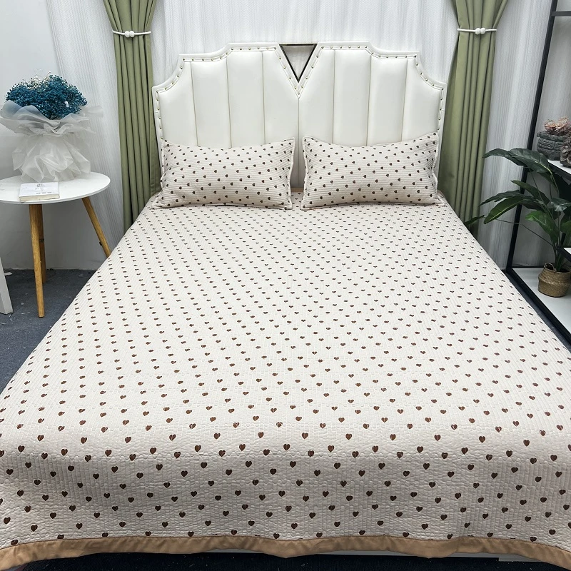 水洗泡泡棉床盖双面通用夹棉绗缝可机洗三层加厚双人床单防滑亲肤