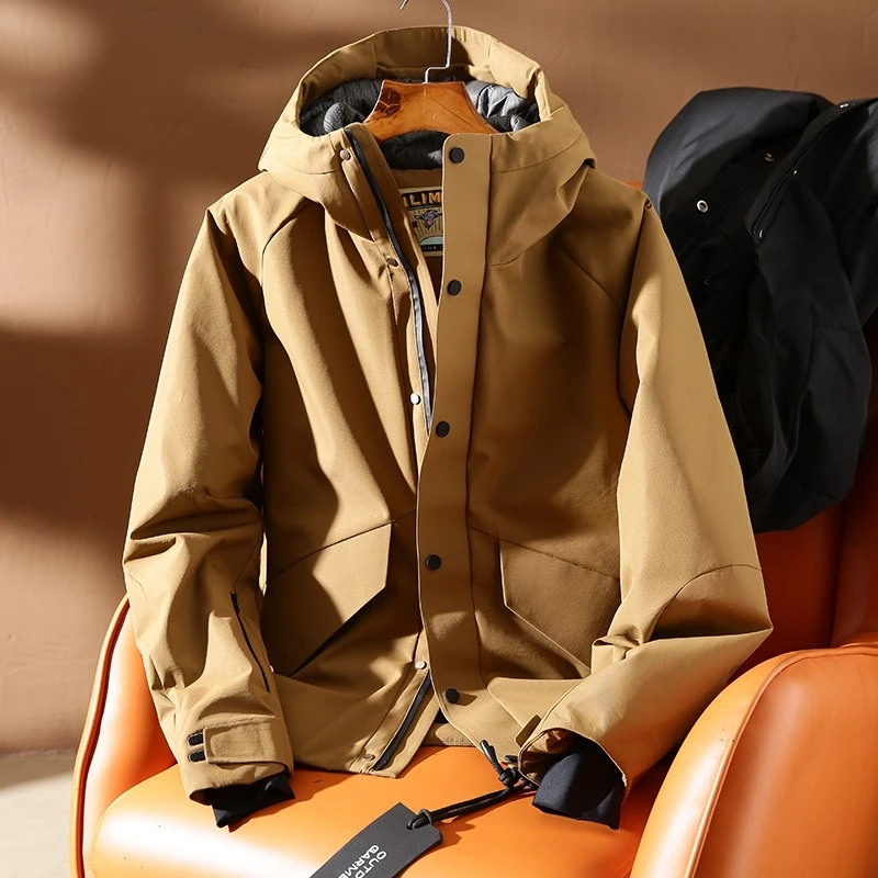 情侣户外三防保暖冲锋羽绒服男士冬季运动防风防水滑雪连帽冲锋衣