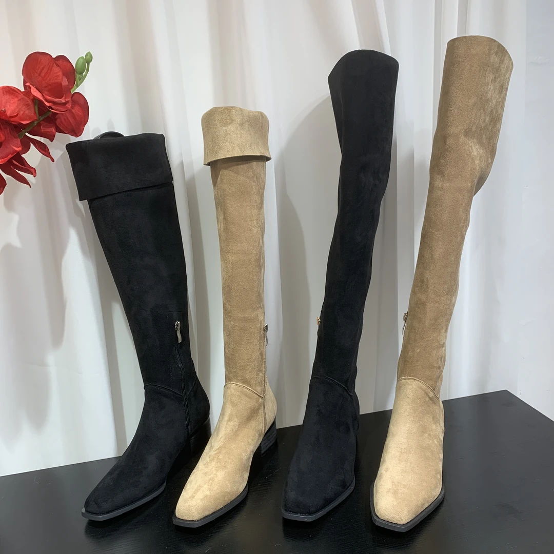 过膝靴女长靴秋冬季新款两穿靴子2024年法式粗跟长筒靴堆堆靴高筒