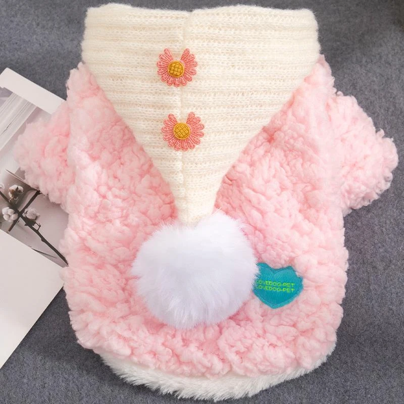 狗狗衣服秋冬季加绒保暖两脚带帽绒衣泰迪比熊小型犬宠物冬天可爱