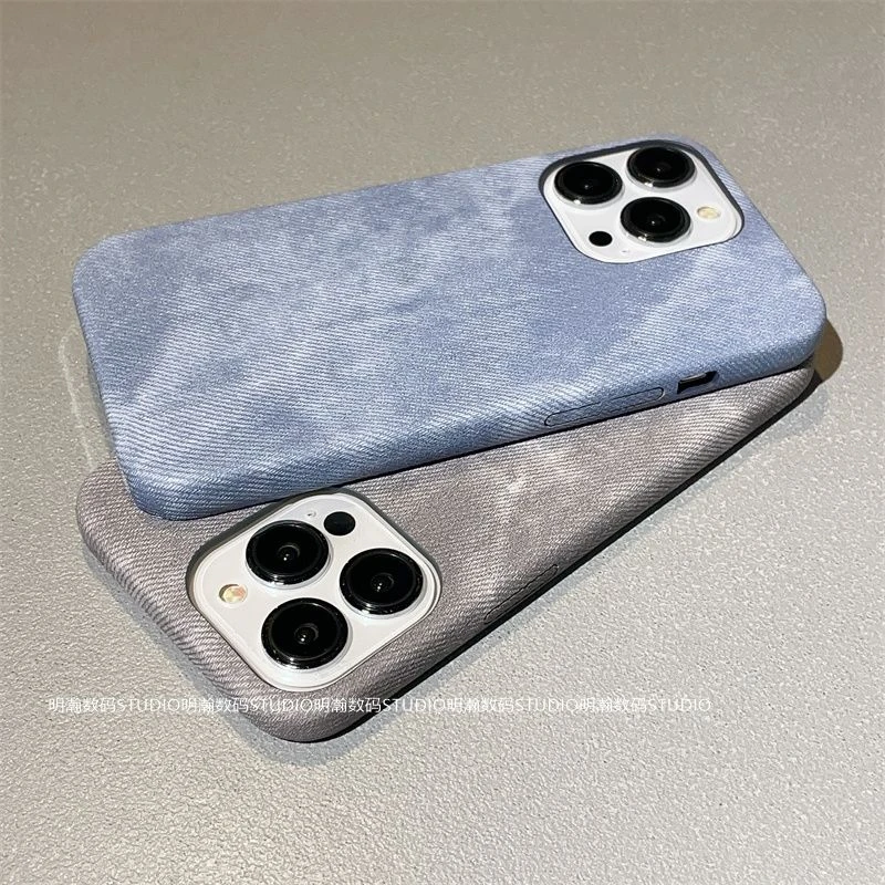 个性复古牛仔皮纹苹果15手机壳iphone13promax三包14超薄12/11pro