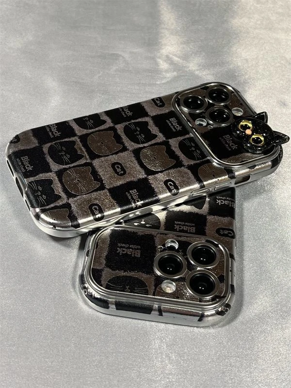 立体皮质可爱卡通猫咪适用iPhone14promax苹果13手机壳新款13pro