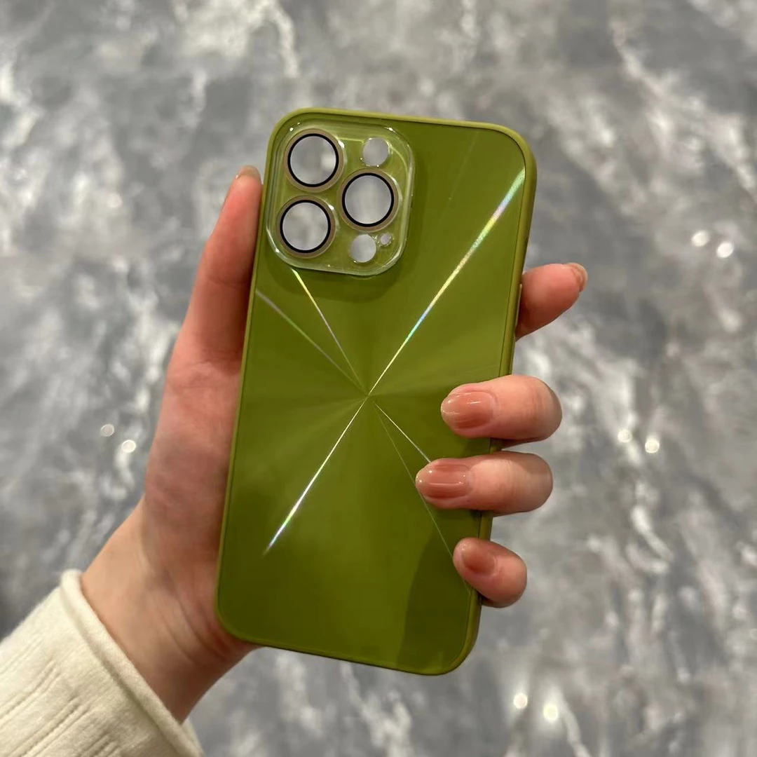 新款极光CD纹牛油果绿手机壳iPhone15ProMax苹果13潮牌12镜头膜11