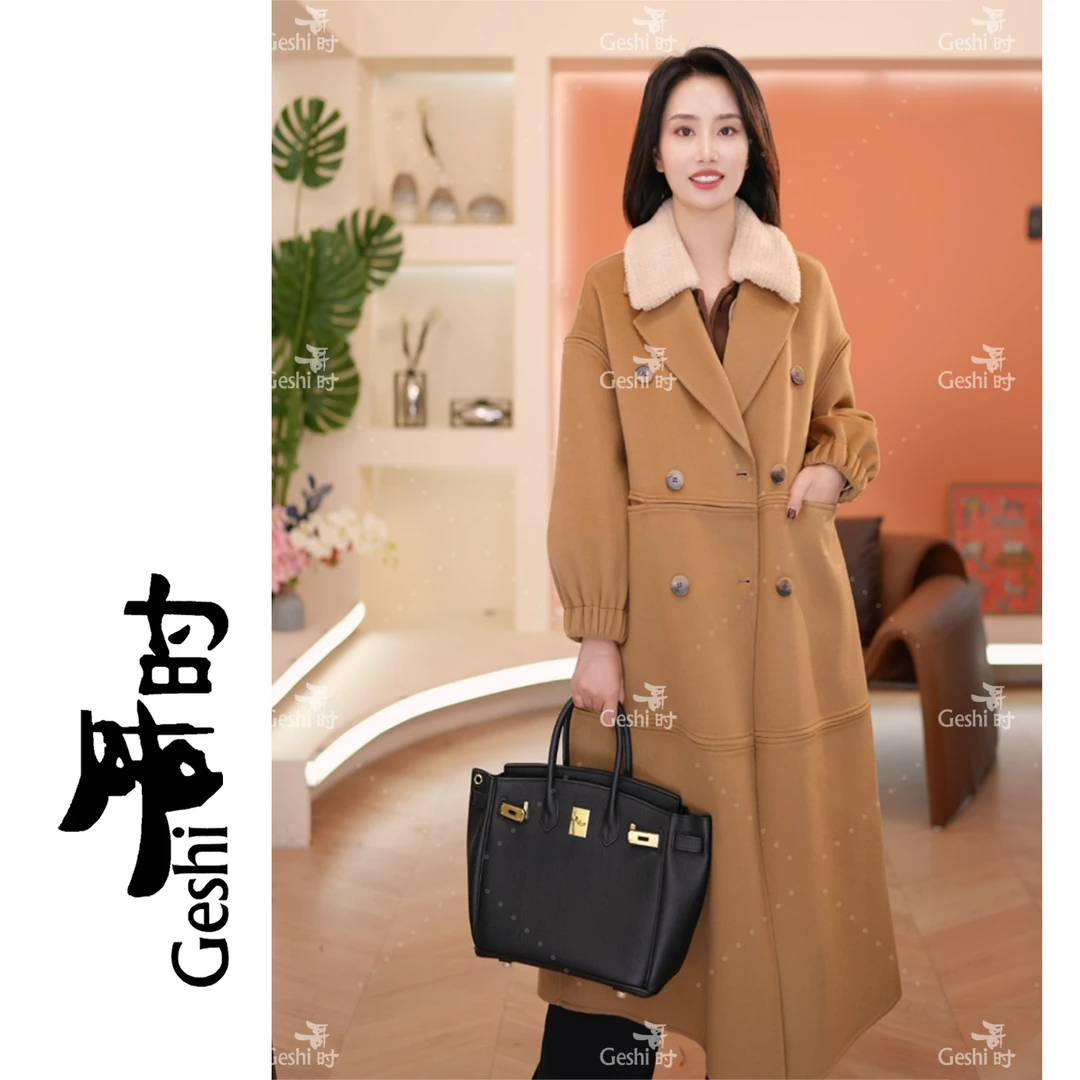 【欧港服饰】原创设计23013秋冬新款爆款时尚气质轻奢百搭羊绒大衣