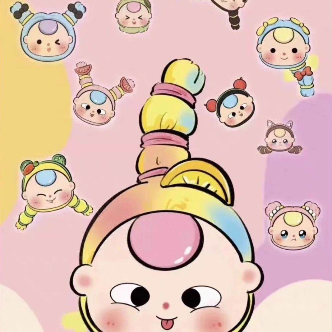 娃三妹萌粒创意娃娃头小萌粒盲袋网红同款产品潮玩公仔冰箱贴产品